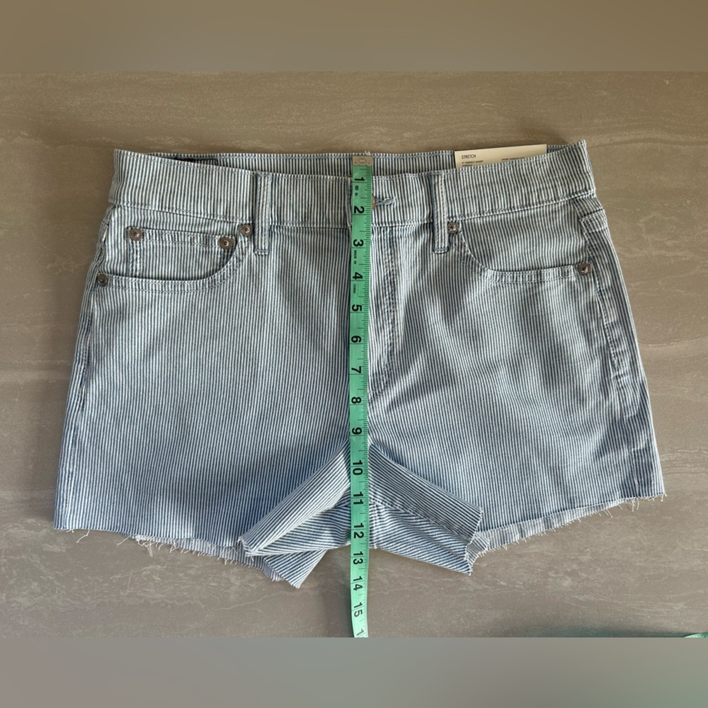 American Eagle Outfitters Striped Jean Shorts Stretch High Rise 98% Cotton - Picture 14 of 16